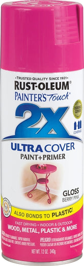 2X Ultra Cover 334025 Spray Paint, Gloss, Berry Pink, 12 oz, Can